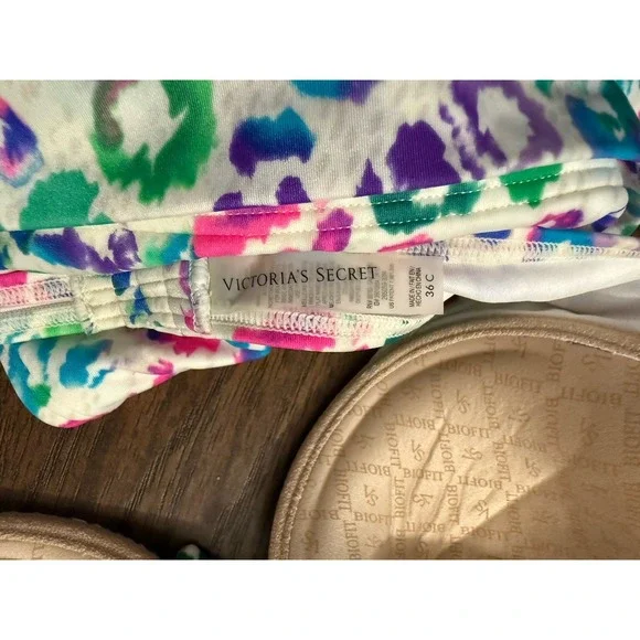 Victoria's Secret Bikini Set 36C XL Colorful Leopard Print Push Up Swimwear EUC - Picture 7 of 9